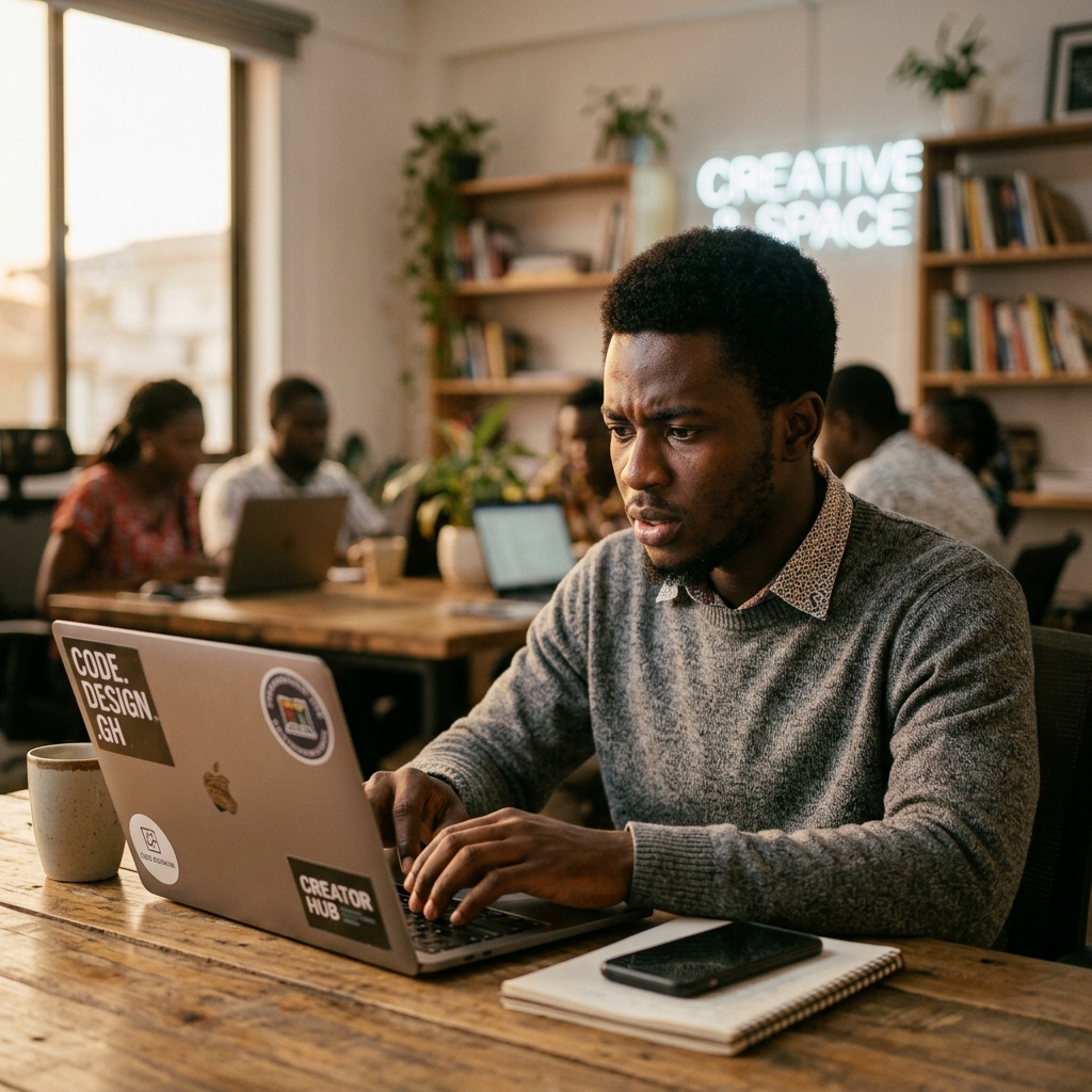 Young Nigerians collaborating together in a modern bright setting